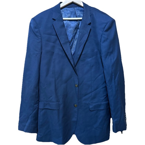 Giovanni Bresciani Blazer Sport Coat Super 150's 100% Wool Blue Slim Fit 44 Long - Picture 1 of 7